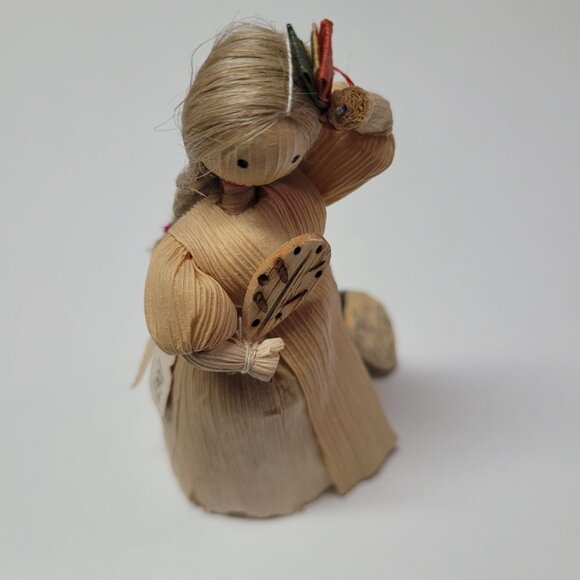 Husk Doll Czechoslovakia Art 5 Inch Fan Braid Woman 1970s Tourist Souvenirs - Picture 2 of 10
